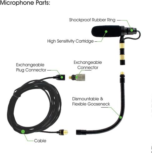 Professional Violin Microphone - Clip-On Wireless System with 4 Connectors & Phantom Power in Kuwait