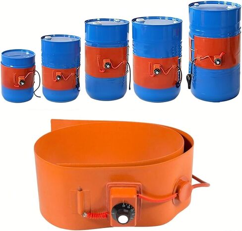 Industrial Electric Drum Heater - Heavy Duty Silicone Heating Belt with Thermostat for 100L Oil Barrels & Pails, Anti-Freeze & Condensation Protection, 1500W Insulated Design (250mm x 1200mm) in Saudi Arabia