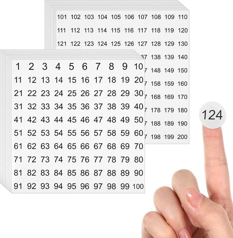 30 ورقة من 1 إلى 200 ملصق أرقام، 15 مجموعة من الملصقات الصغيرة الدائرية المتتالية، ملصقات أرقام ذاتية اللصق مقاس 0.8 بوصة، ملصقات مخزون، مناسبة للاستخدام بنفسك (الملصق عبارة عن ورقة واحدة ويجب قصها) in Kuwait
