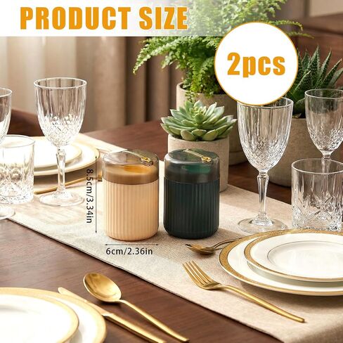 2 Pcs Automatic Toothpick Dispenser, Push Button Pop Up Toothpick Holder, Portable Toothpick Dispenser for Home Kitchen Office Travel (Beige & Black) in Kuwait