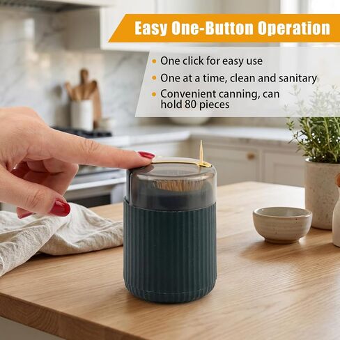 2 Pcs Automatic Toothpick Dispenser, Push Button Pop Up Toothpick Holder, Portable Toothpick Dispenser for Home Kitchen Office Travel (Beige & Black) in Kuwait