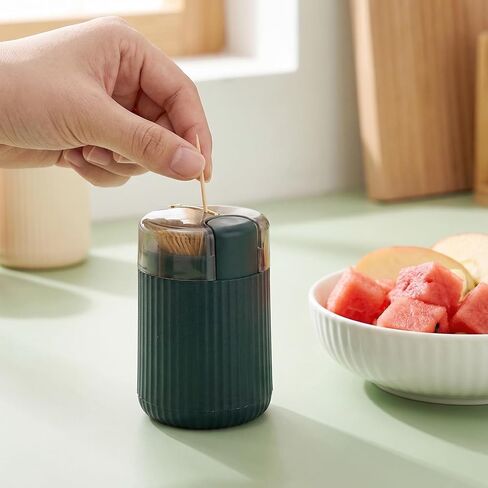 2 Pcs Automatic Toothpick Dispenser, Push Button Pop Up Toothpick Holder, Portable Toothpick Dispenser for Home Kitchen Office Travel (Beige & Black) in Kuwait