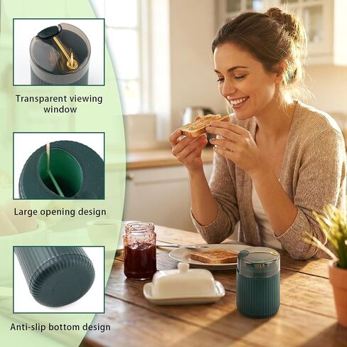 2 Pcs Automatic Toothpick Dispenser, Push Button Pop Up Toothpick Holder, Portable Toothpick Dispenser for Home Kitchen Office Travel (Beige & Black) in Kuwait