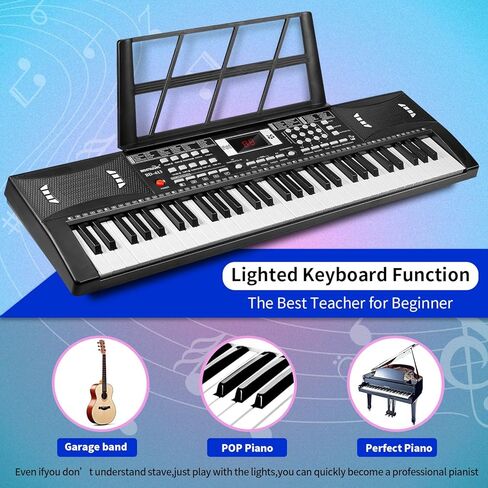 61 Keys Electronic Digital piano, Portable Keyboard Piano with Built-in Speaker and Microphone, Sheet Stand and Power Supply, Keyboard Piano Teaching Gift for Beginners Eelectric in Kuwait
