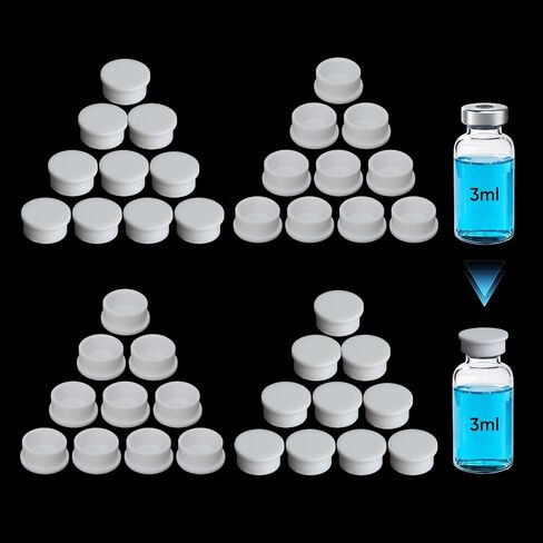3ml Vial Caps, 40PCS Silicone Protective Cap for 1ml 2ml 3ml 4ml Glass Vials, Reusable Vial-Caps Covers Peptide, Insulin Vials ect. Leak-Proof ＆ Dust-Proof Peptide Vial Caps, White. in Saudi Arabia