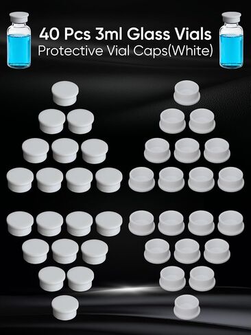 3ml Vial Caps, 40PCS Silicone Protective Cap for 1ml 2ml 3ml 4ml Glass Vials, Reusable Vial-Caps Covers Peptide, Insulin Vials ect. Leak-Proof ＆ Dust-Proof Peptide Vial Caps, White. in Saudi Arabia