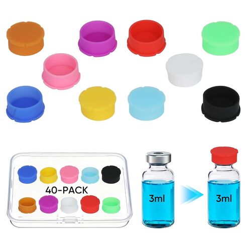 3ml Vial Caps, 40PCS Silicone Protective Cap for 1ml 2ml 3ml 4ml Glass Vials, Reusable Vial-Caps Covers Peptide, Insulin Vials ect. Leak-Proof ＆ Dust-Proof Peptide Vial Caps, White. in Saudi Arabia