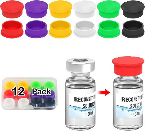12 Pack 30ml Vials Protective Vial Caps for BAC Water – 6 Assorted Colors, Leak-Proof Dust-Resistant Lids for Flip Off Caps 30ml Glass Vials for Injection, Easy to Clean and Reusable in Kuwait