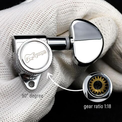 FRETJOYB 18:1 Upgraded 3x3 Locking Guitar Tuners Guitar Tuning Pegs for Acoustic or Electric Guitar Tuning Keys Machine Heads Replacement-Chrome in Kuwait