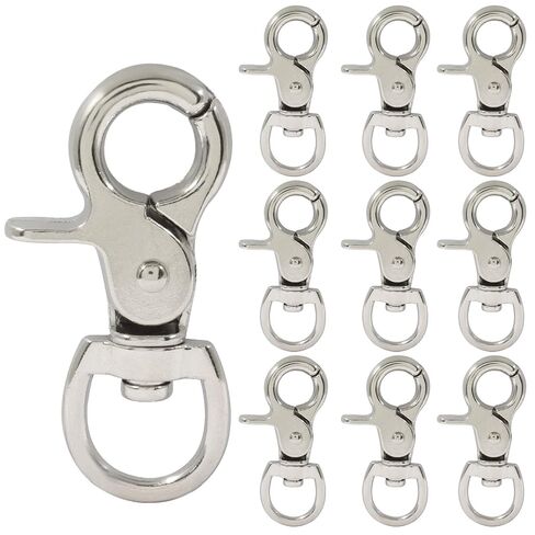 Bonsicoky Trigger Snap Hooks, 10-Pack Silver Metal Swivel Clasps, 60mm Heavy Duty Lanyard Clips for Key Chains, Dog Leashes, Bird Cages in Kuwait