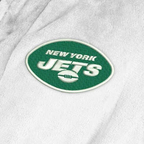 رداء حمام Northwest NFL New York Jets للبالغين من الجنسين، مقاس كبير/كبير جدًا، أبيض، ملابس نوم مرخصة رسميًا، بوليستر ناعم in Kuwait