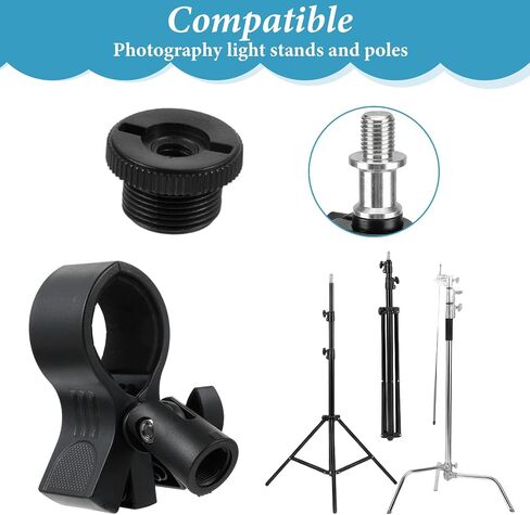Microphone Holder, Adjustable Mic Clip with 5/8" to 3/8" Screw Adapter, Large Microphones Accessory for Most Condenser and Wireless Mic with Outer Diameter Range 1.26" from 2.3" in Kuwait