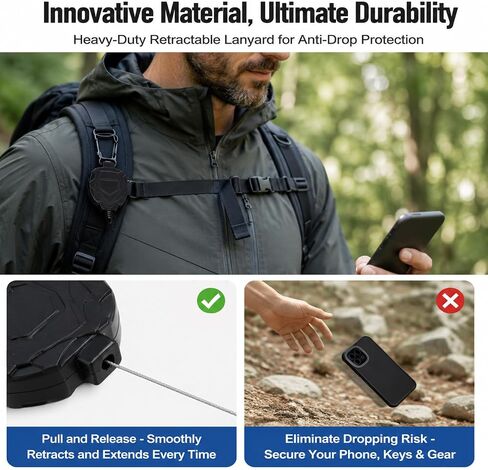 CB Mic Holder Retractable Radio Mic Clip Hanger Multi-Scenario Mount for Truck Cab Keys Belt in Kuwait