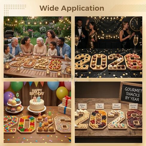 2026 Wooden Graduation Number Charcuterie Board Box Set, 4 Pcs Living Room Snack Candy Dishes, 11.0 x 7.9 in Fillable Food Tray for Parties, Events, Unique Centerpiece in Kuwait