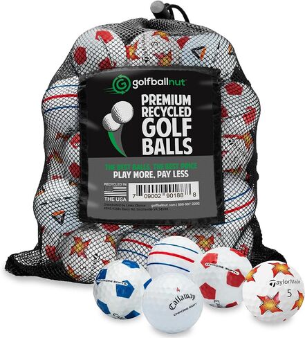 48 Used Golf Balls – Recycled Bulk Mix of Assorted Logo & Stripe Balls – Good Condition – Includes Mesh Bag – Budget-Friendly & Sustainable Golf Balls in Kuwait