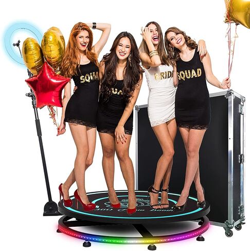 MWE 360 Photo Booth Machine for Parties with Flight Case,Logo Customization,Software APP Remote Automatic 360 Spin Camera Video PhotoBooth 68cm for 2-4 People(26.8"+Flight Case) in Kuwait