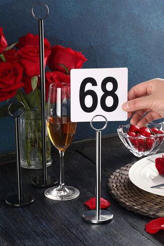 حامل رقم الطاولة بمشبك حلقي من New Star Foodservice / حامل بطاقات مكان، 8 بوصة، فضي، مجموعة من 12 قطعة in Kuwait