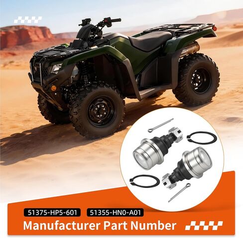 2Pcs Upper or Lower Ball Joints For Honda Rancher Foreman Rubicon Pioneer 350 400 420 450 500 520 650 680 700 700-4 1000 1000-5 1998-2024 51375-HP5-601 51355-HN0-A01 in Kuwait