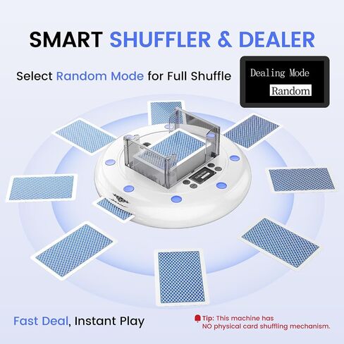 LONSTAR PK1 Card Shuffler & Dealer، حدد الوضع العشوائي لـ True Shuffle، فائق النحافة 1.77 بوصة، 8 أزرار، ثلاثي مضاد للغش، 4 طوابق، 5200 مللي أمبير، 12 لاعبًا، 5 إعدادات مسبقة + مخصص لـ UNO، Blackjack، Bridge، إلخ in Kuwait