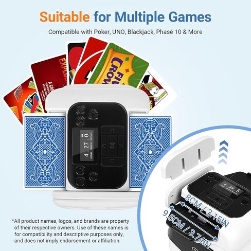 BEE&FLOWER Card Shuffler and Dealer 2-in-1 Automatic Programmable Multiple Game Modes Low-Noise Fair Dealing for Poker, Blackjack & More, Supports 1–8 Players in Kuwait