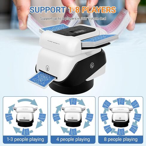 BEE&FLOWER Card Shuffler and Dealer 2-in-1 Automatic Programmable Multiple Game Modes Low-Noise Fair Dealing for Poker, Blackjack & More, Supports 1–8 Players in Kuwait