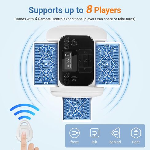 BEE&FLOWER Card Shuffler and Dealer 2-in-1 Automatic Programmable Multiple Game Modes Low-Noise Fair Dealing for Poker, Blackjack & More, Supports 1–8 Players in Kuwait