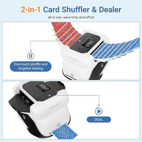 BEE&FLOWER Card Shuffler and Dealer 2-in-1 Automatic Programmable Multiple Game Modes Low-Noise Fair Dealing for Poker, Blackjack & More, Supports 1–8 Players in Kuwait