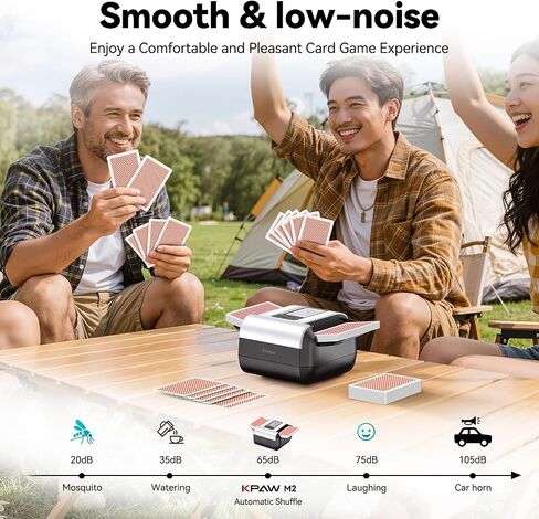 KPAW Card Shuffler - 1-2 Decks Manual/Auto, Bottom Card Tray, Rechargeable | Automatic , One Press Shuffling, Portable, Low Noise, for various playing cards in Kuwait
