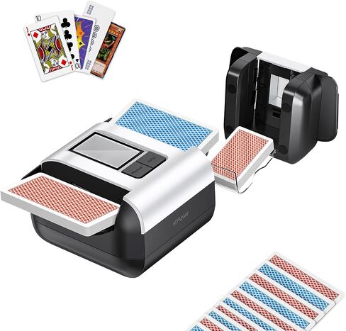 KPAW Card Shuffler - 1-2 Decks Manual/Auto, Bottom Card Tray, Rechargeable | Automatic , One Press Shuffling, Portable, Low Noise, for various playing cards in Kuwait