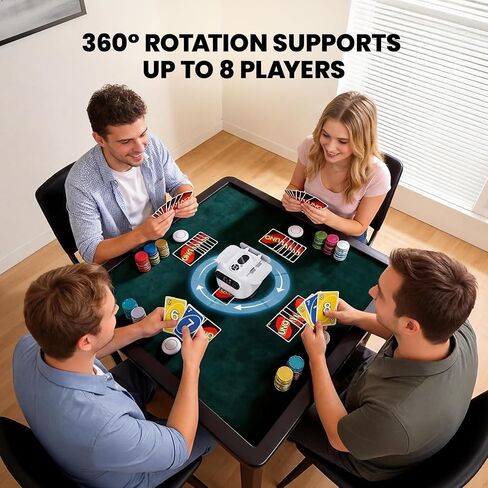 ماكينة خلط البطاقات وموزعها لـ Texas Hold'em، UNO، المرحلة 10، Rummy، آلة البوكر الكهربائية 2 في 1 تدعم 8 لاعبين - تخصيص وضع اللعبة، 4 أجهزة تحكم عن بعد، قابلة لإعادة الشحن 360 درجة/180 درجة من النوع C، أبيض in Kuwait