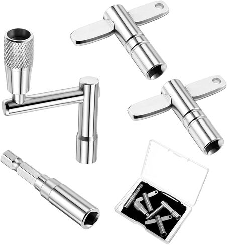 Drum Keys for Tuning Drums, 4 Pcs Universal Chrome Plated Steel Drum Tuning Key with Case and Velvet Bag Standard Drum Key Drill Bit Includes Speed Keys and Drum Wrench for Acoustic Electronic Drum in Kuwait