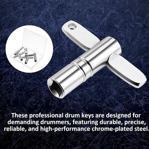 Drum Keys for Tuning Drums, 4 Pcs Universal Chrome Plated Steel Drum Tuning Key with Case and Velvet Bag Standard Drum Key Drill Bit Includes Speed Keys and Drum Wrench for Acoustic Electronic Drum in Kuwait