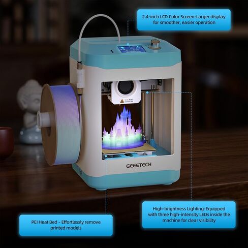 Geeetech 3D Printer for Kids & Beginners, High-Speed Mini 3D Printer, Auto-Leveling, Fully Open Source Pre-Assembled STEM Learning Tool, 3.94x4.33x3.94in Print Size for Home/School in Kuwait