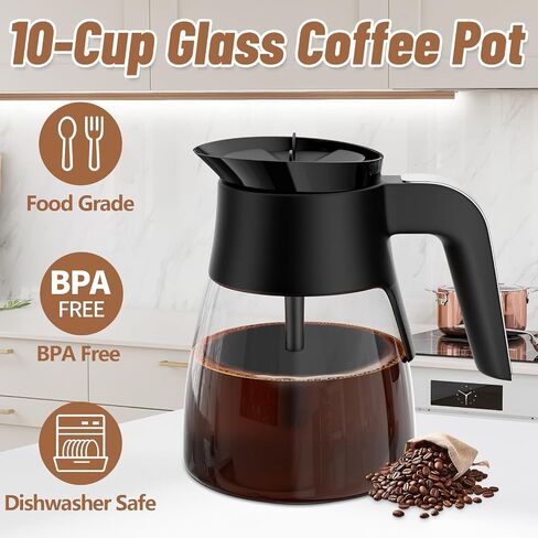10 Cup Coffee Pot Replacement for Ninja Coffee Maker CM401 CM371 CP301 CM300 CM400 CF091, Glass Carafe Replacement with Brew-Through Lid, Ninja Coffee Pot Replacement with Sturdy Handle in Saudi Arabia