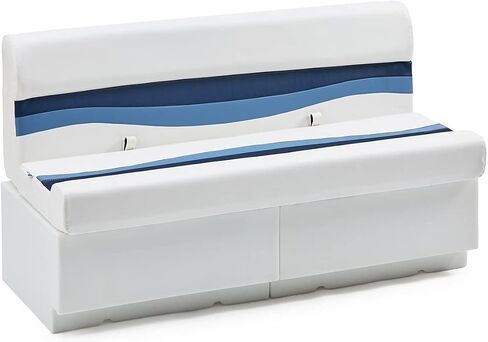 DeckMate Complete 55" Classic Pontoon Boat Seat Bench and Base- White, Blue and Light Blue in Kuwait