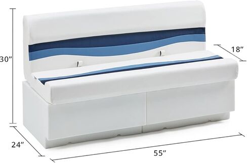 DeckMate Complete 55" Classic Pontoon Boat Seat Bench and Base- White, Blue and Light Blue in Kuwait
