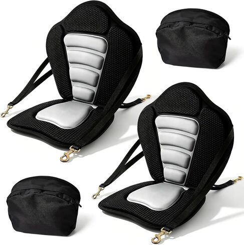 2 Pack Kayak Seat,Universal Deluxe Canoe Seat with Storage Bag,Adjustable Lifetime Kayak Accessories with Back Support Paddle Board Seat for Kayak SUP Fishing Boat in Kuwait