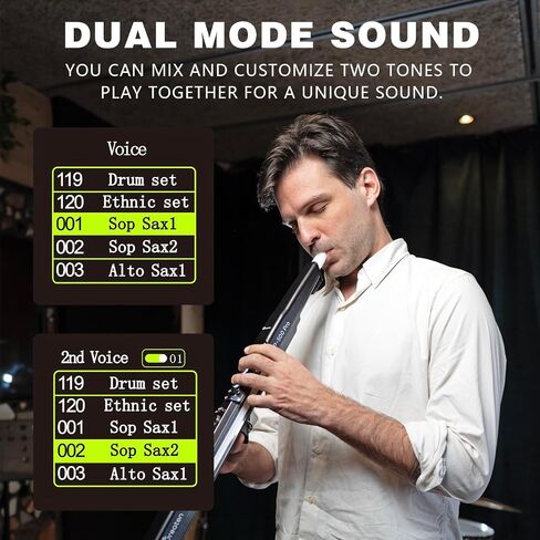 AP 500 Pro Electronic Wind Instrument with Dual Timbres, 120 Tones, Touch Bend Plate, OLED Display, Built-in OTG, Voice Control Digital Saxophone For Practice or Performance(Black) in Saudi Arabia
