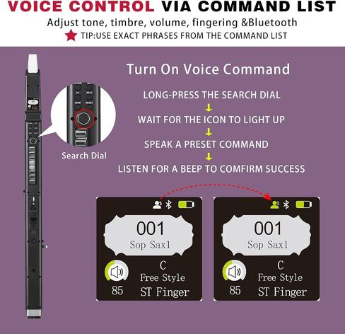 AP 500 Pro Electronic Wind Instrument with Dual Timbres, 120 Tones, Touch Bend Plate, OLED Display, Built-in OTG, Voice Control Digital Saxophone For Practice or Performance(Black) in Saudi Arabia