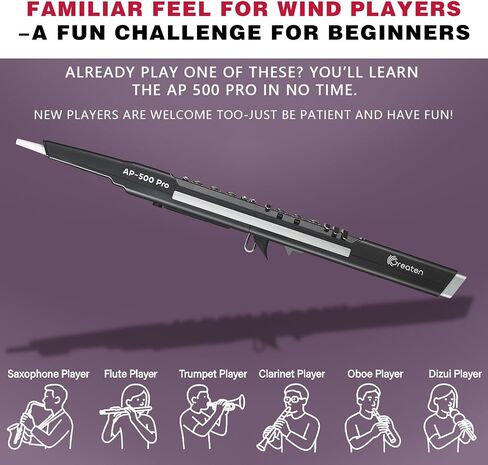 AP 500 Pro Electronic Wind Instrument with Dual Timbres, 120 Tones, Touch Bend Plate, OLED Display, Built-in OTG, Voice Control Digital Saxophone For Practice or Performance(Black) in Saudi Arabia
