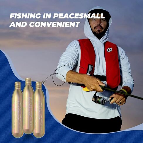 24G Co2 Cartridge Cylinder for Life Vest, Accessory for C02 PFD Rearming Kit, for Auto/Manual Inflating Life Jacket, for Adult, Used for Fishing, Surfing, Sea/Ocean Activities 2Pack in Kuwait