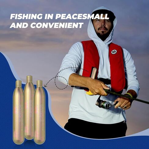 33G Co2 Cartridge Cylinder for Life Vest, Accessory for C02 PFD Rearming Kit, for Auto/Manual Inflating Life Jacket, for Adult, Used for Fishing, Surfing, Sea/Ocean Activities in Kuwait