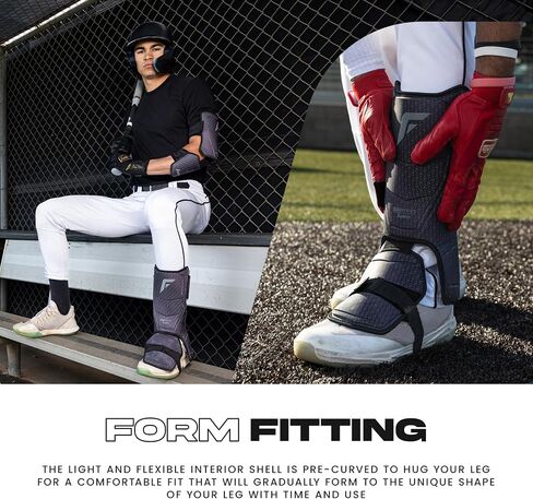 Franklin Sports Baseball + Softball Leg Guard - سلسلة PRT® DST ™ للبالغين + درع القدم للضرب - الساق الواقية + واقي الكاحل مع لوحة إصبع القدم - أسود/رمادي - مقاس واحد - للبالغين in Kuwait