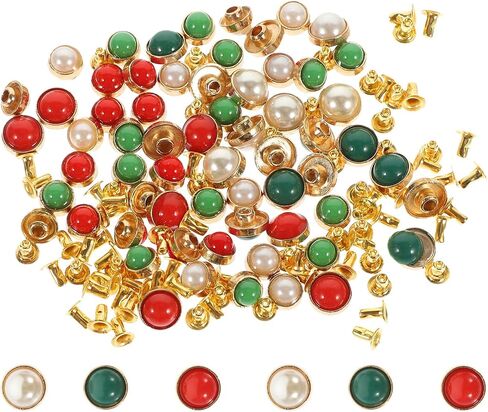 SUPVOX Pearl Rivets Studs Good for Decoration and Clothing and Bags 60pcs Alloy and Resin Material, Convenient for Clothes Making Delicate Style Accessories for Art Making in Kuwait