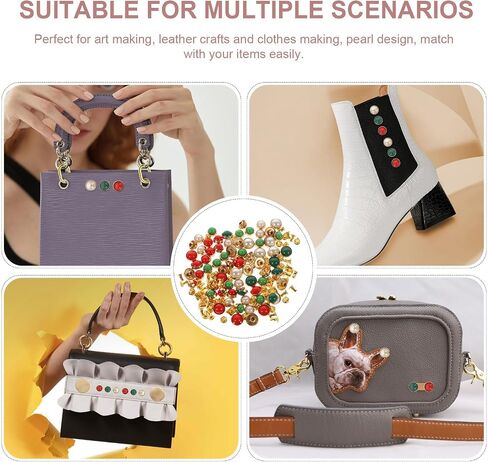 SUPVOX Pearl Rivets Studs Good for Decoration and Clothing and Bags 60pcs Alloy and Resin Material, Convenient for Clothes Making Delicate Style Accessories for Art Making in Kuwait