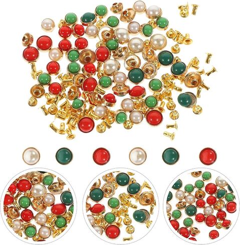 SUPVOX Pearl Rivets Studs Good for Decoration and Clothing and Bags 60pcs Alloy and Resin Material, Convenient for Clothes Making Delicate Style Accessories for Art Making in Kuwait