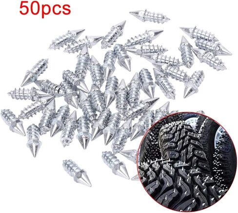 RiToEasysports Anti Slip Ice Snow Spikes Carbide Wheel Antislip Snow Spike 50PCS 27mm Screw Tire Rivets for Car Motorcycle Off Road Winter Ice Mud Tires (Silver) in Saudi Arabia