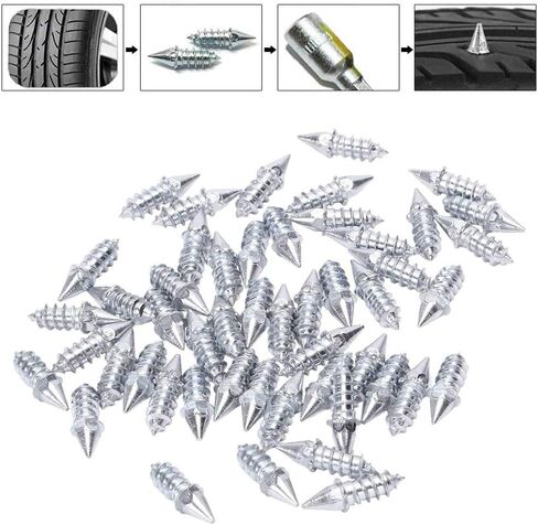 RiToEasysports Anti Slip Ice Snow Spikes Carbide Wheel Antislip Snow Spike 50pcs 27mm Screw Tire Rivets for Car Motorcycle Off Road Use on Ice Mud Roads in Saudi Arabia