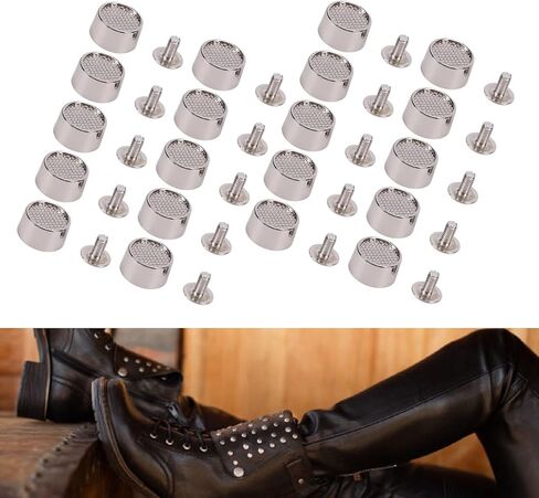 Bucket Shaped Screw Back Rivets, Alloy Punk Stud Rivets, with 6mm Cross Screws, Grid Pattern, Complete Fastening Set, for Leather Crafts, Apparel, and DIY Projects, 20 Set, 12mm in Kuwait