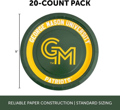 Desert Cactus George Mason University Paper Plates GMU Patriots 20 Count 9 inch Round Plates for Tailgates, Parties, Graduation and Events (Design A) in Saudi Arabia